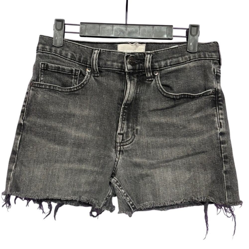 Everlane Denim Jean Shorts Black Raw Hem Cotton